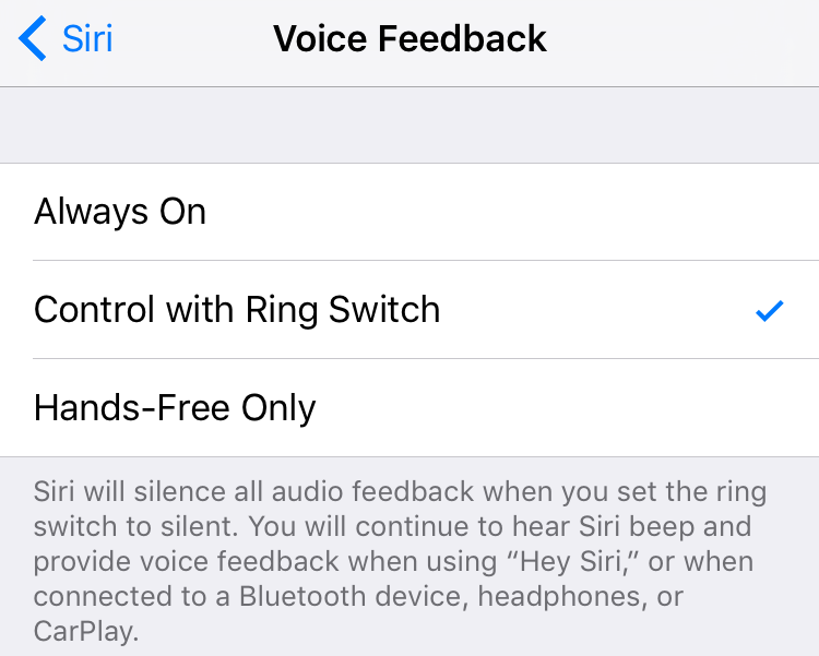 siri voice feedback