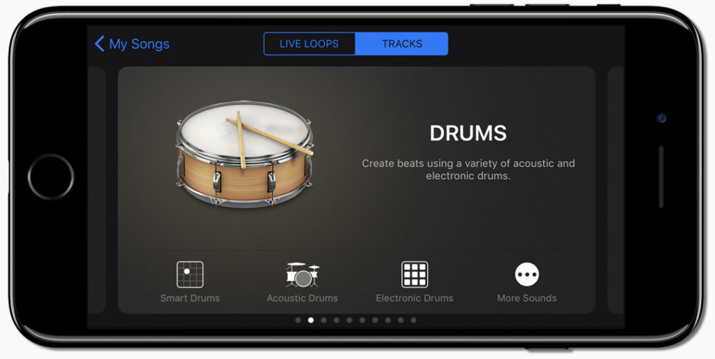 Touch instruments browser in garageband ipad pro
