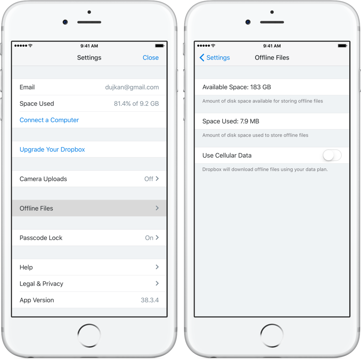can dropbox help with iphone storge