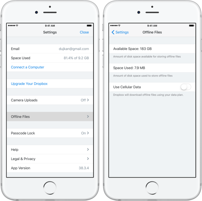 Tip save some space on your iPhone by flushing Dropbox caches Mid