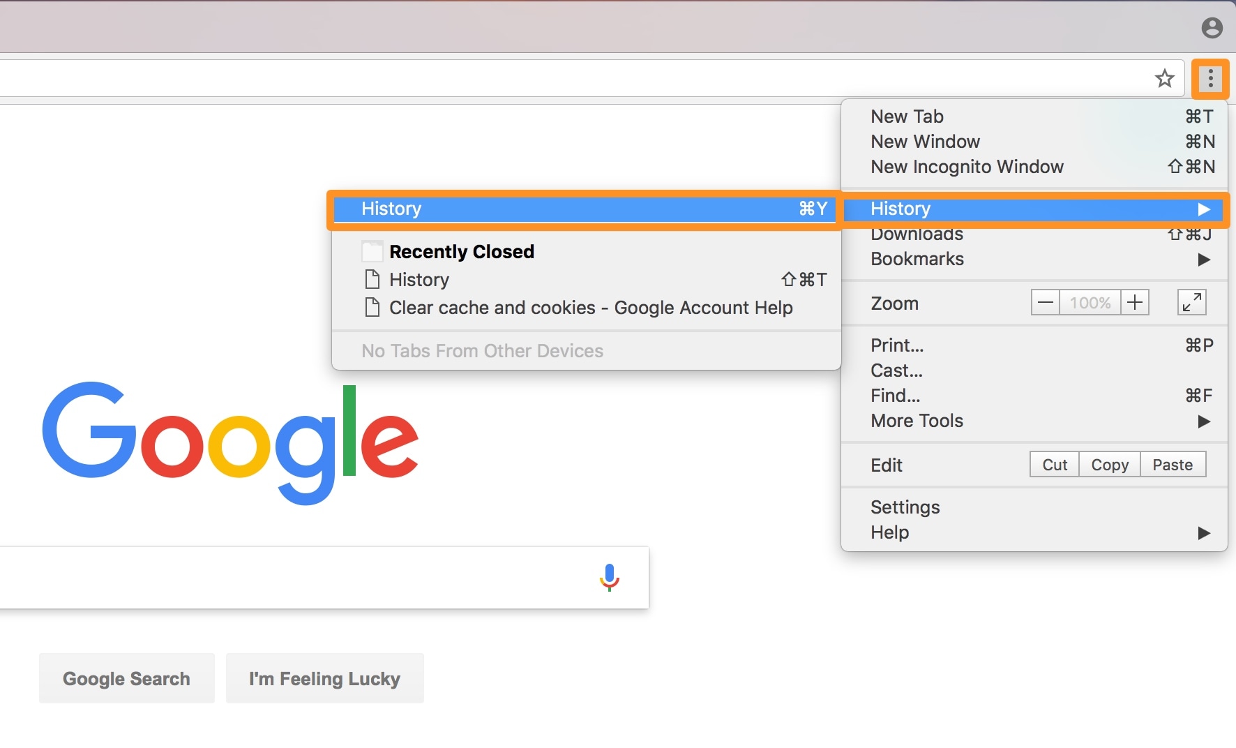 clear my browser cache in google chrome for mac