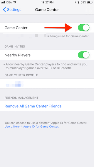 iOS 11 Disable Game Center 2