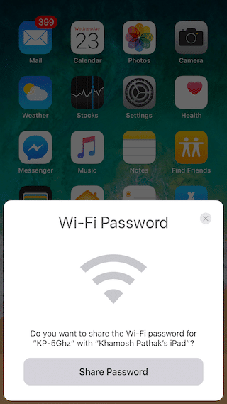 iOS 11 Share Wi-Fi Password 1