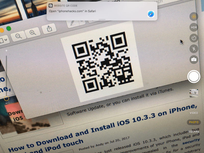 ios 11 QR code scanning 1