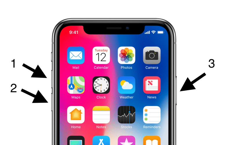 iPhone X Hard Reset Buttons