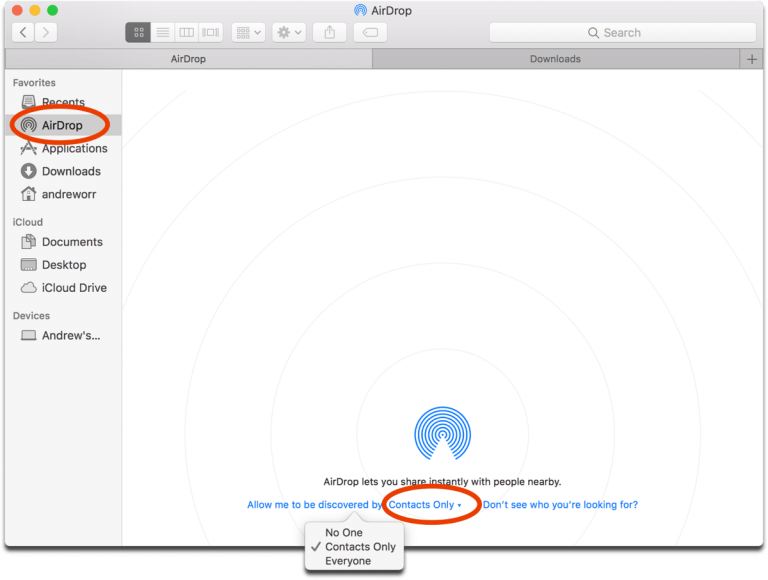 how to change airdrop download location on mac