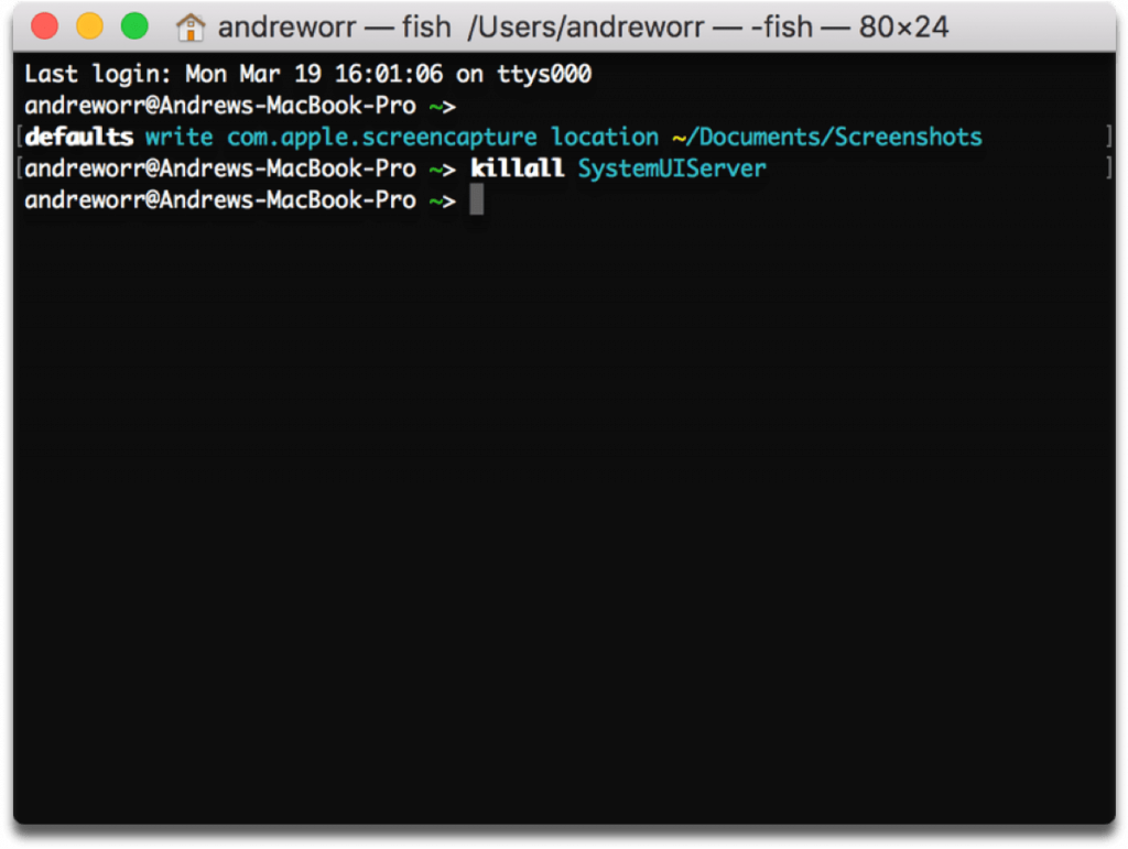 macOS High Sierra How to Change Screenshot Location With Terminal