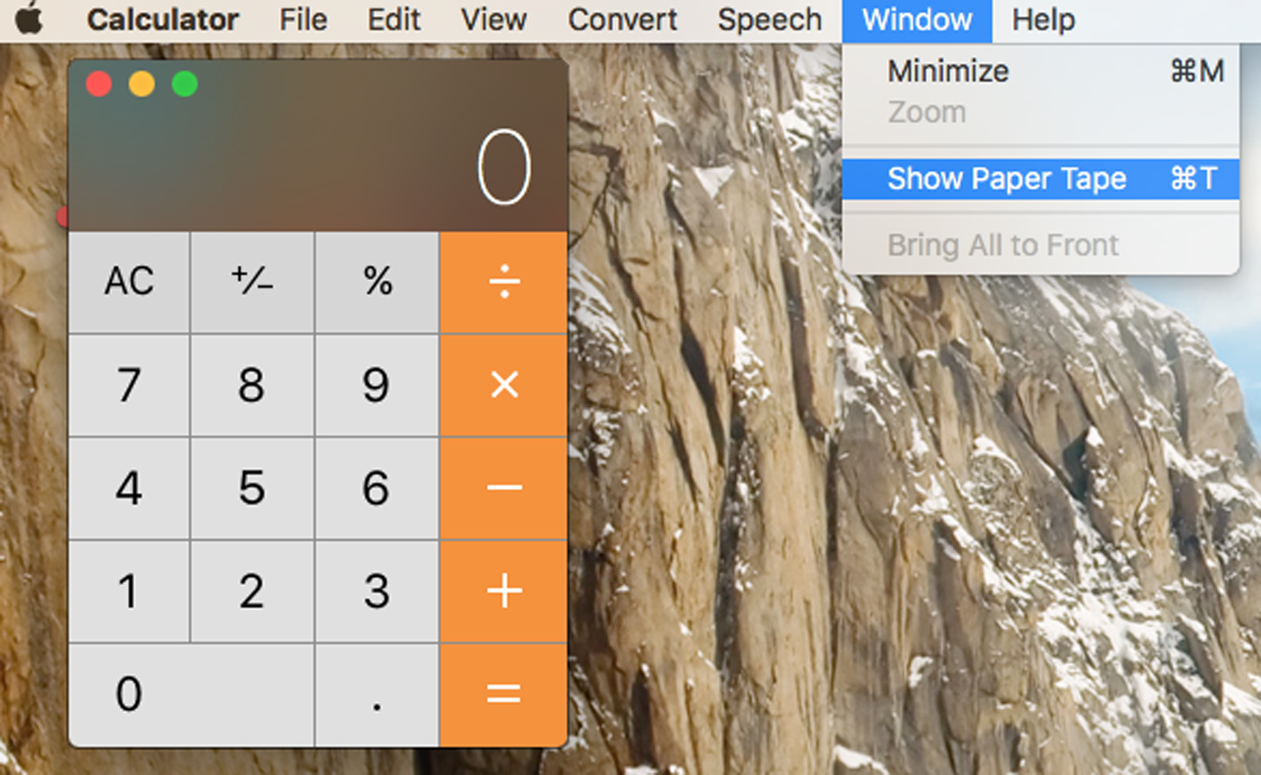 Mac Calculator Show Tape Menu