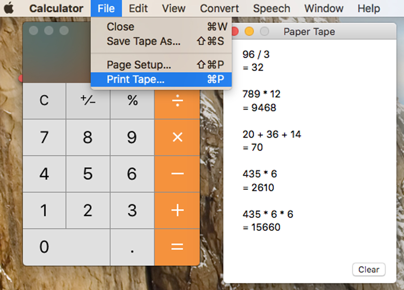 Print Mac Calculator Tape