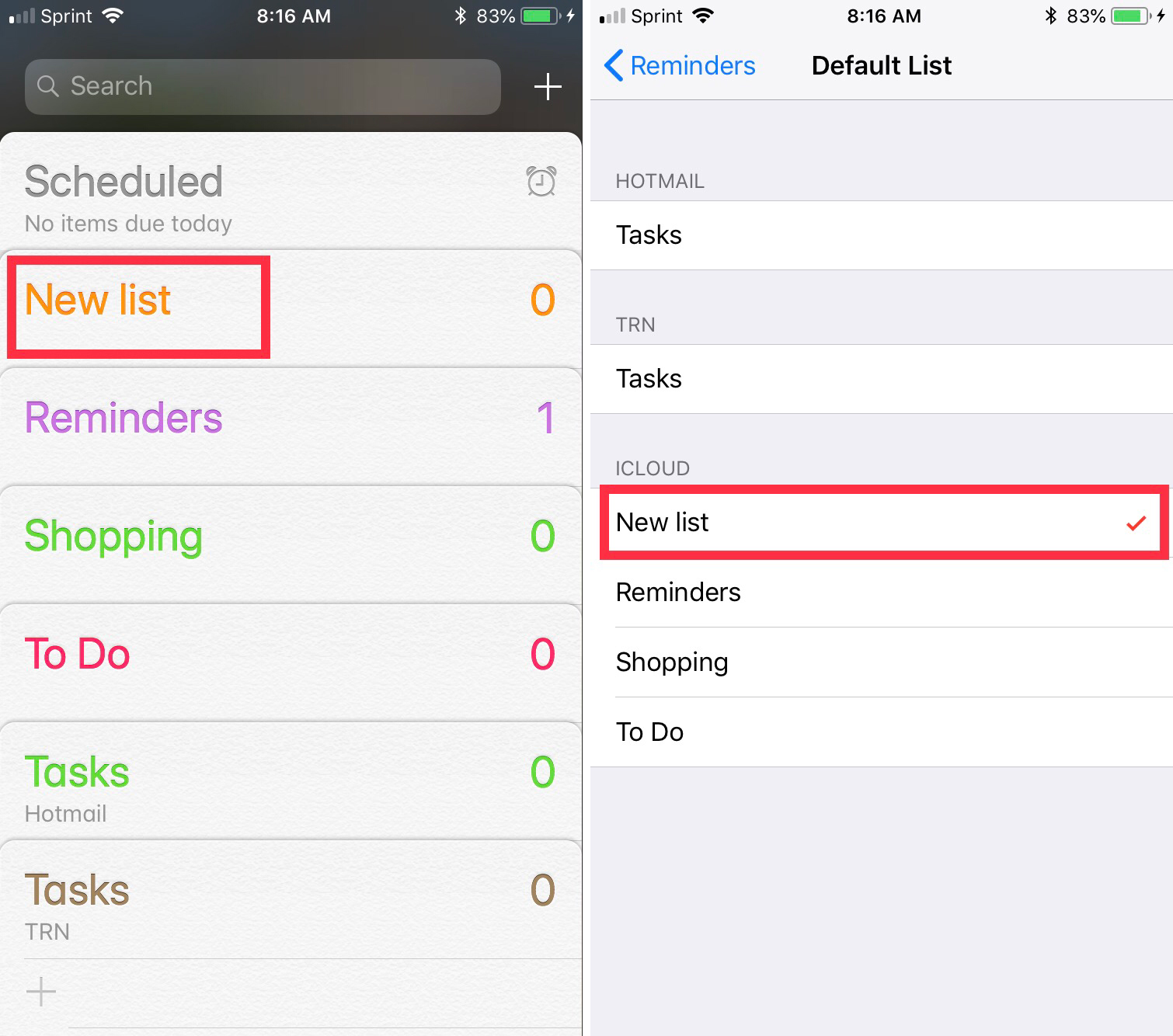 How to change the default list for the Reminders app Mid Atlantic