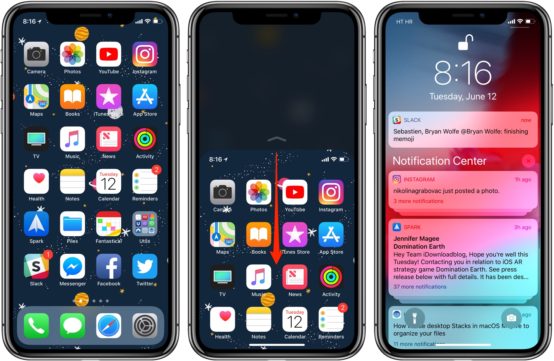 Reachability on iOS 12: pulling down Notification Center from the middle of the screen