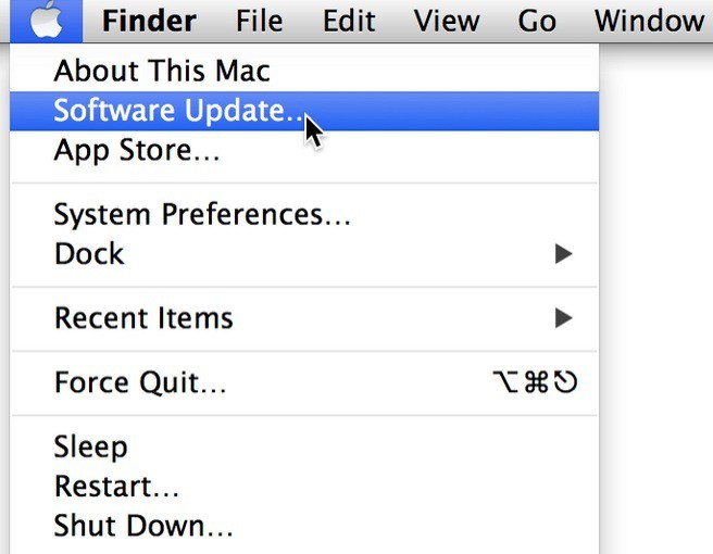 The Software Update option in the Apple menu 