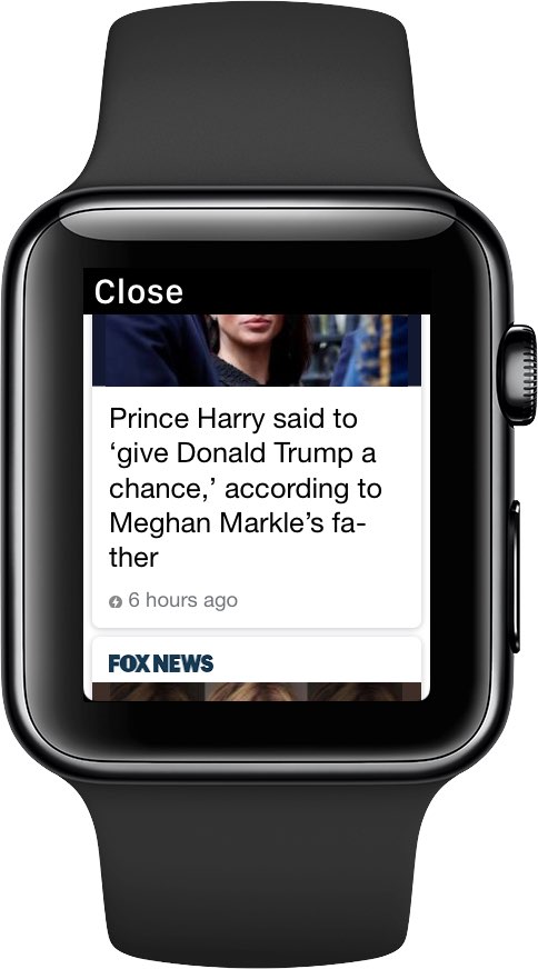 The FOX News website shown on Apple Watch