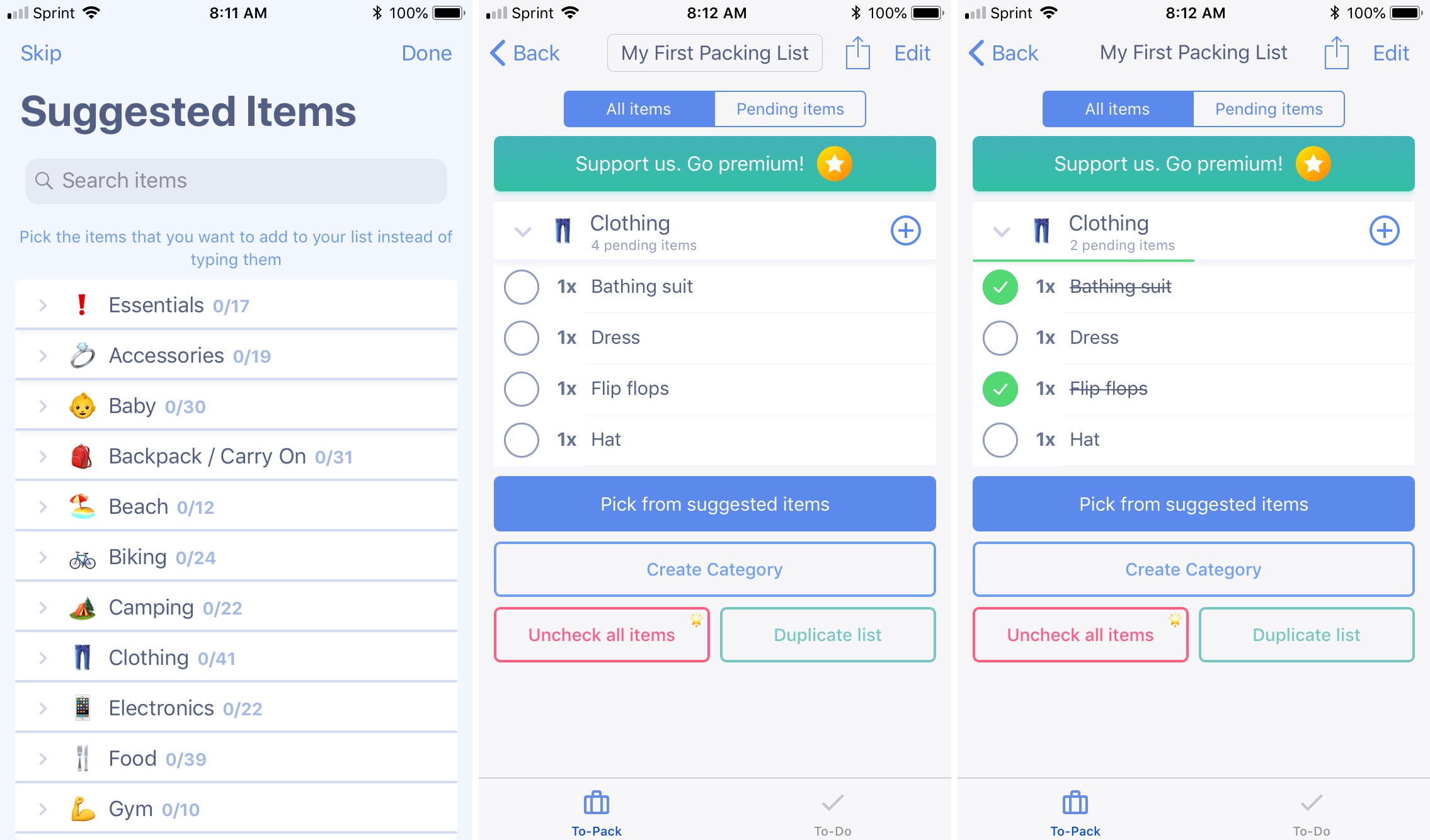 Packing List Checklist iPhone