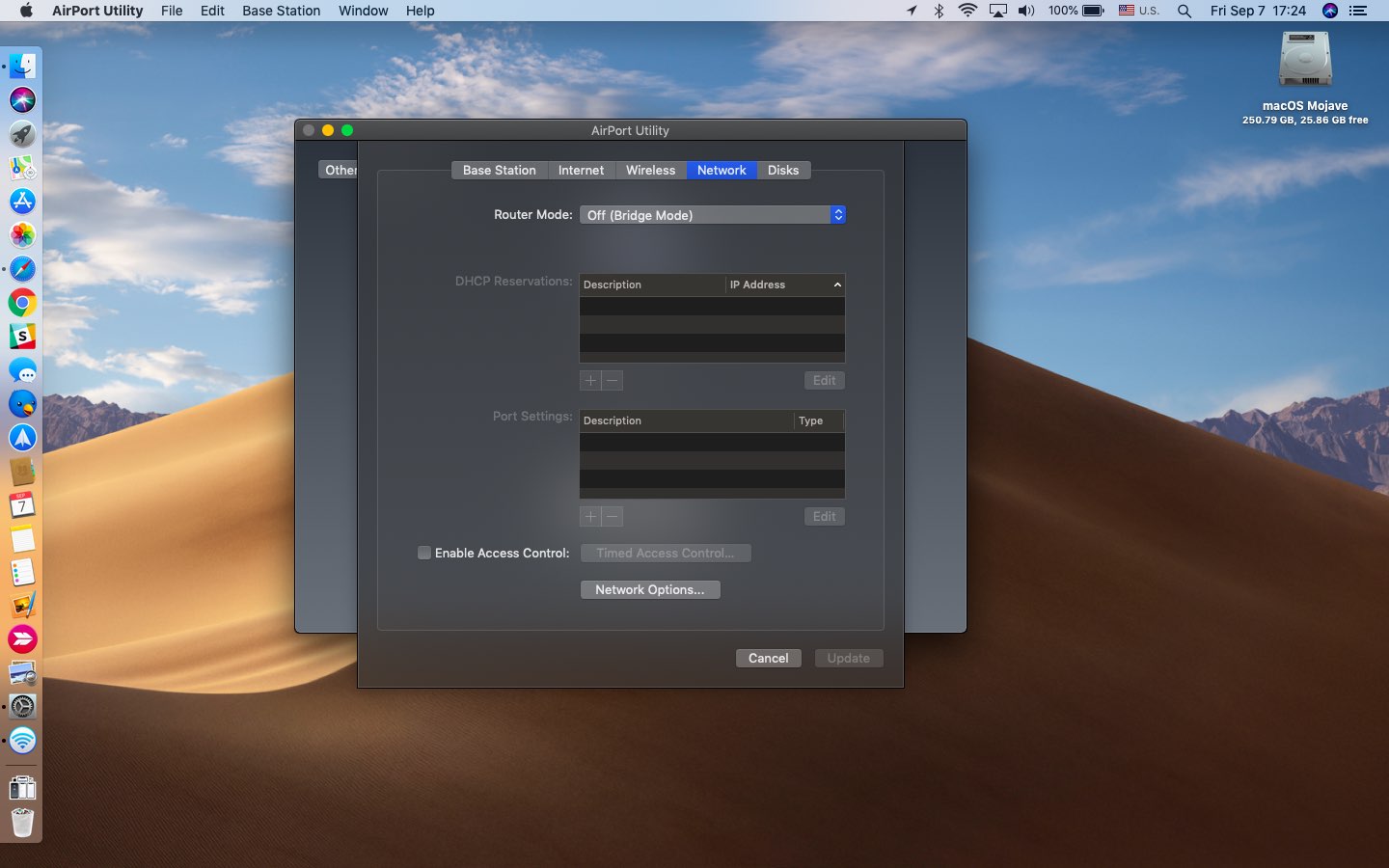 AirPort Utility for iPhone running on macOS Mojave