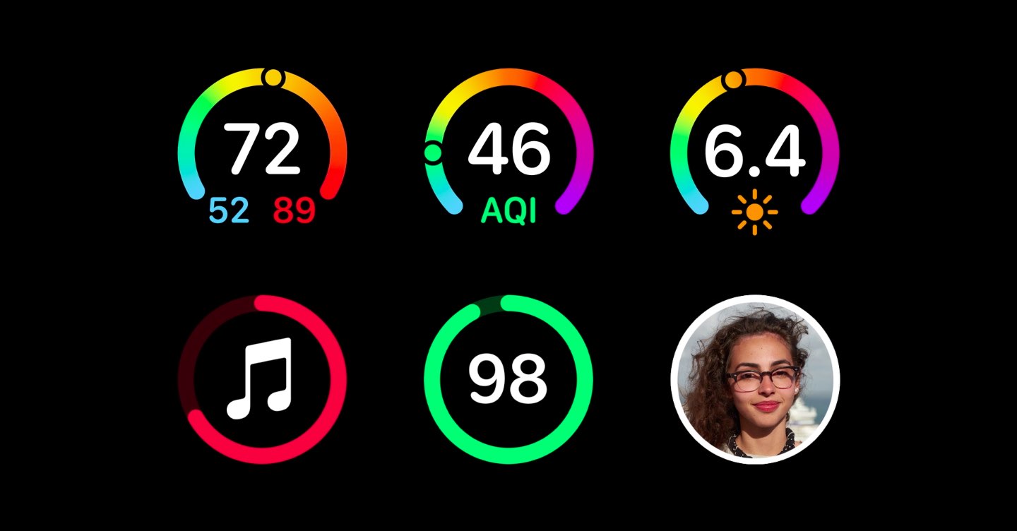 Apple Watch complications on Series 4 include many colorful gauges