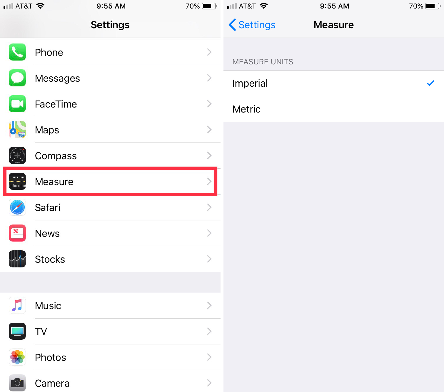 Measure App Settings