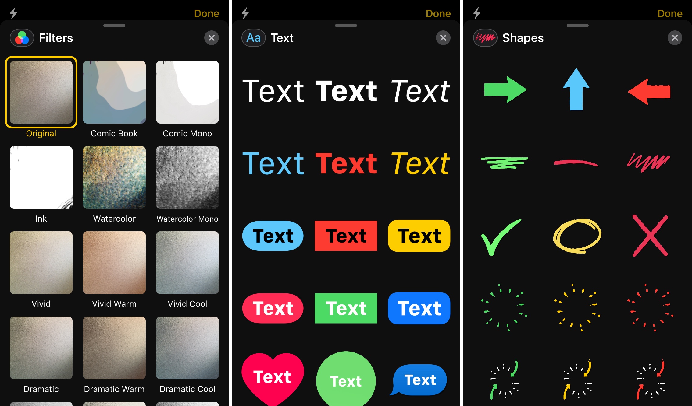iMessage Filters Text Shapes