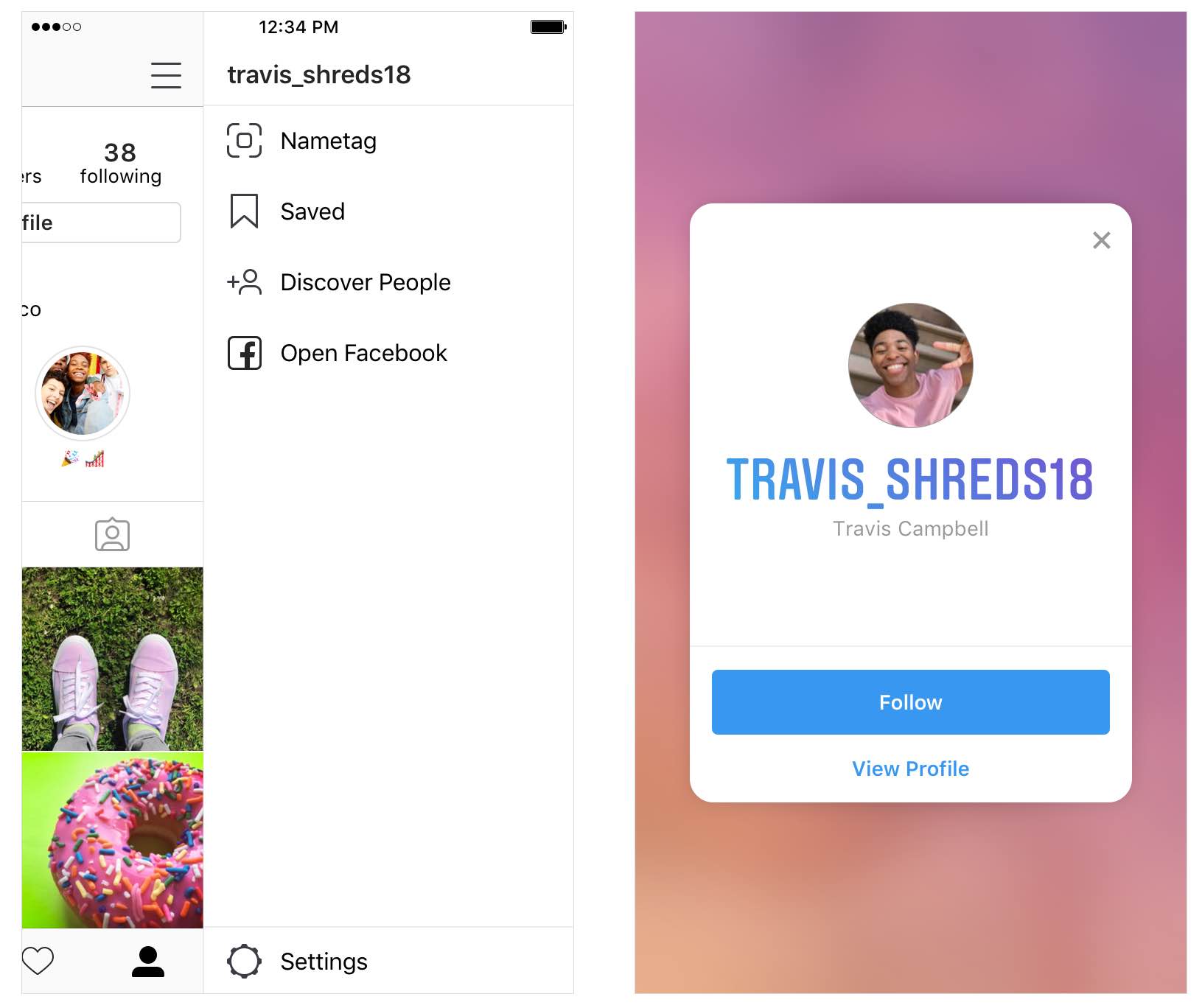 Instagram nametag - a screenshot showing how to create your own Instagram nametag