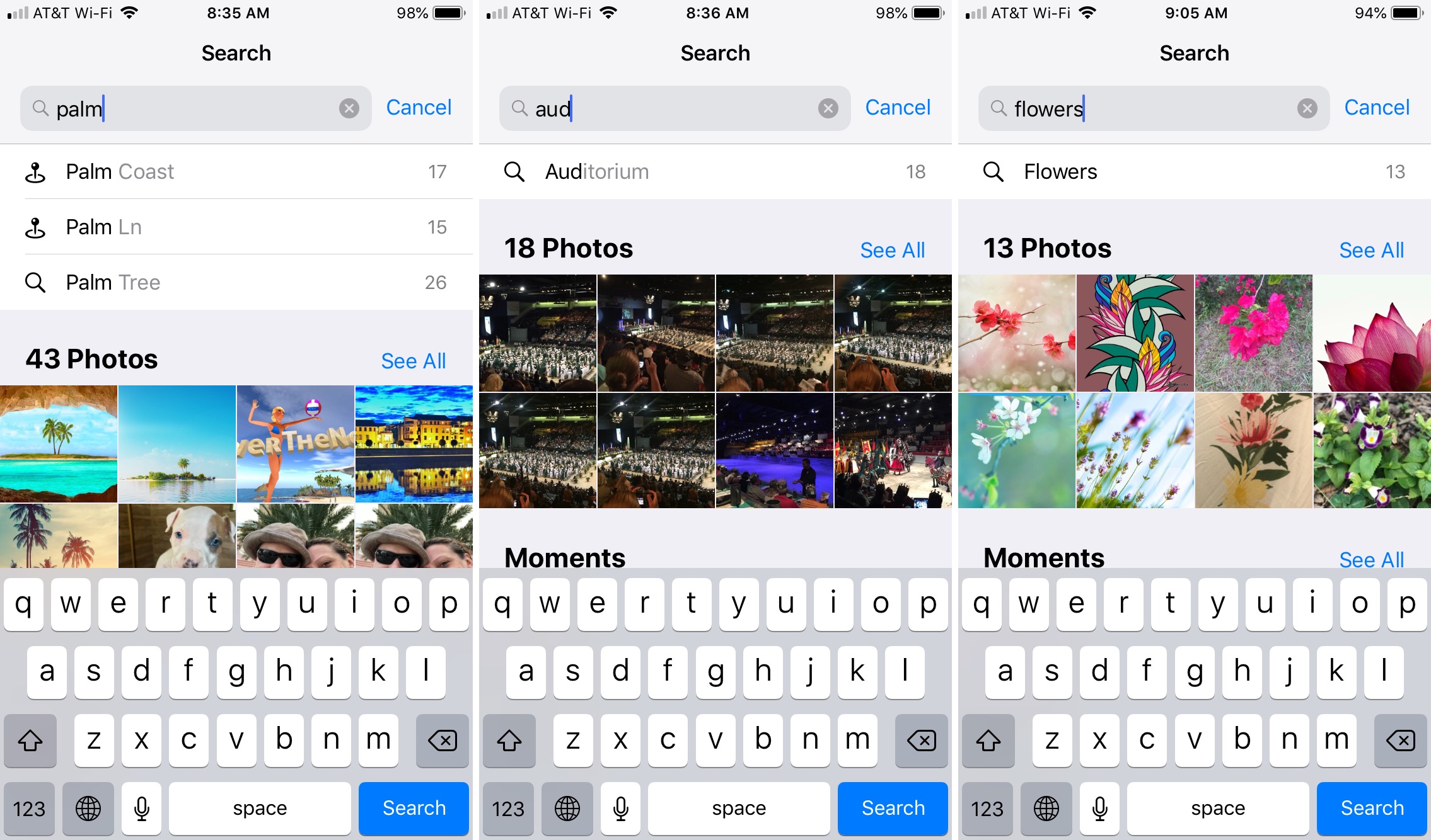 Photos App People Place Event Search