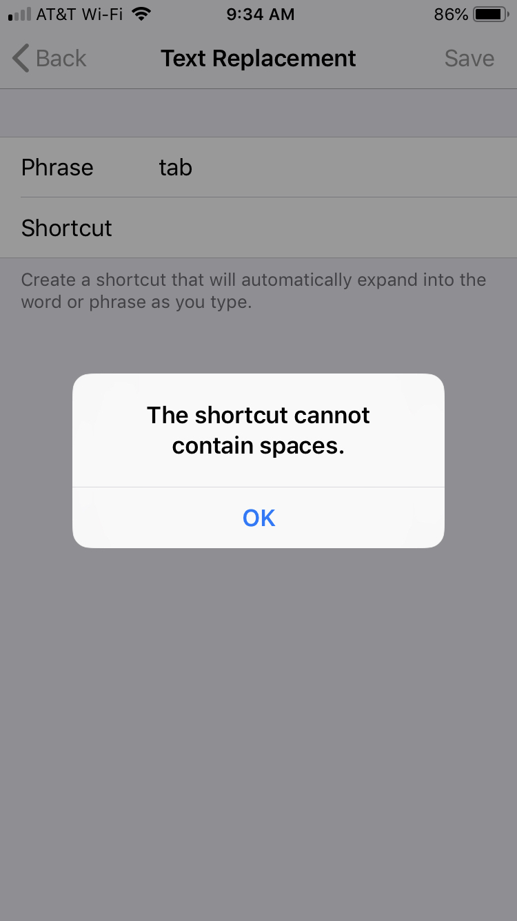 Shortcut Error iPhone