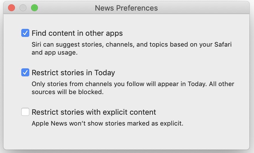 Apple News restrict content