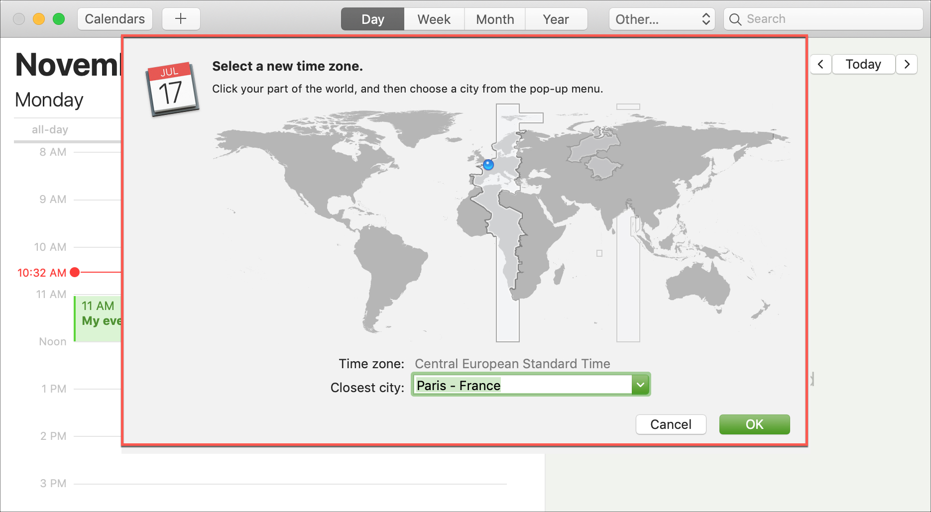 How to add and use time zone support for Calendar events Mid Atlantic