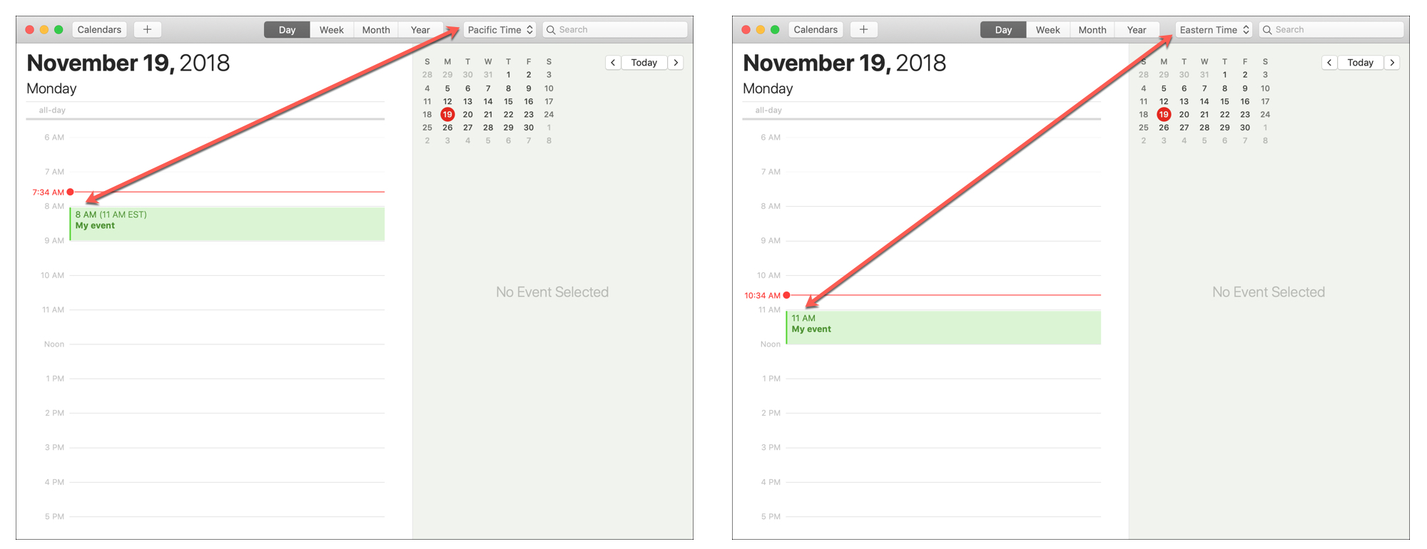 How to add and use time zone support for Calendar events Mid Atlantic