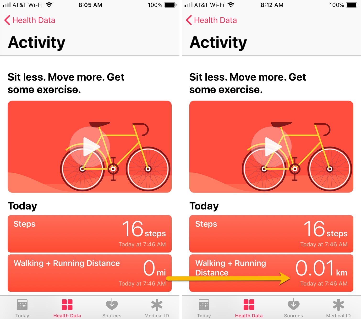 Health App Changed Miles to Kilometers