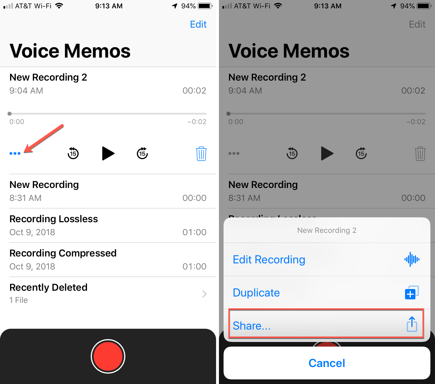 Send Voice Message with Voice Memos App iPhone