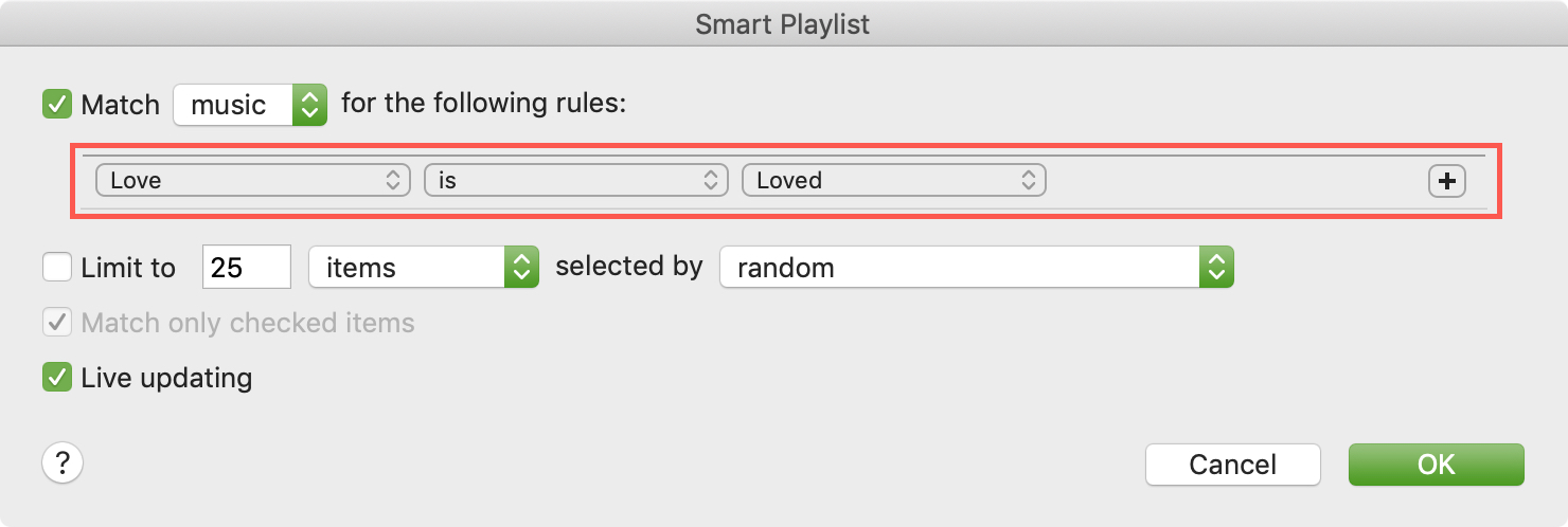 Smart Playlist Rules on Mac