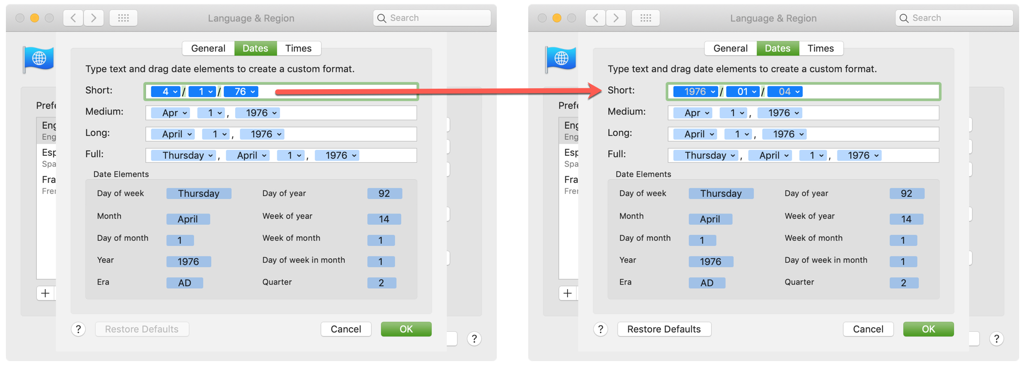 Change Date Format in Language Region Mac