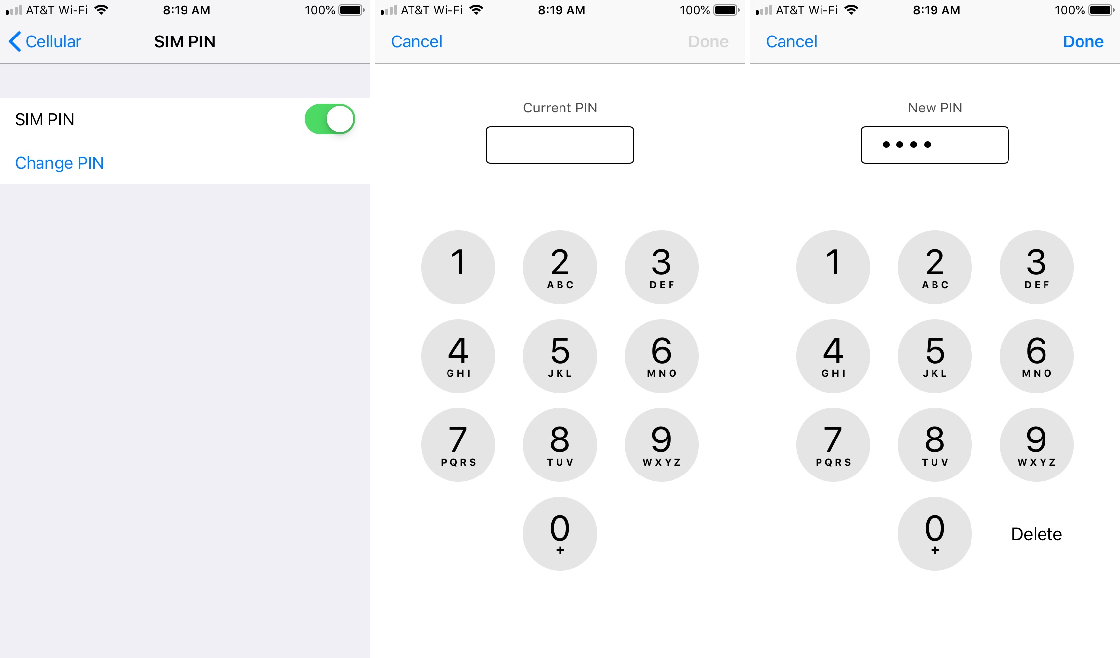 how to change my sim pin number on iphone