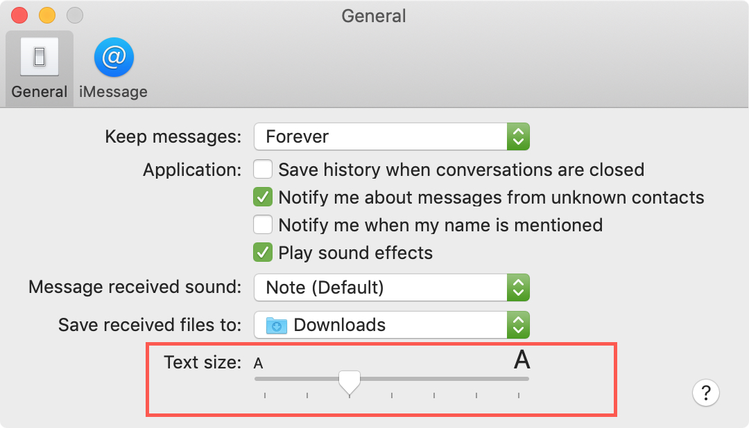 Increase Messages Text Size Mac