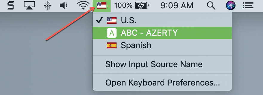 Input Source Button in Menu Bar on Mac