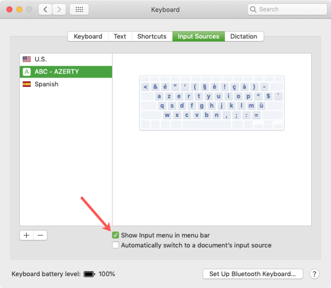 Show Keyboard Layout in Menu Bar on Mac