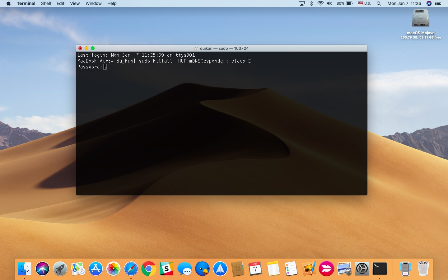 Clear DNS cache Mac - Terminal method