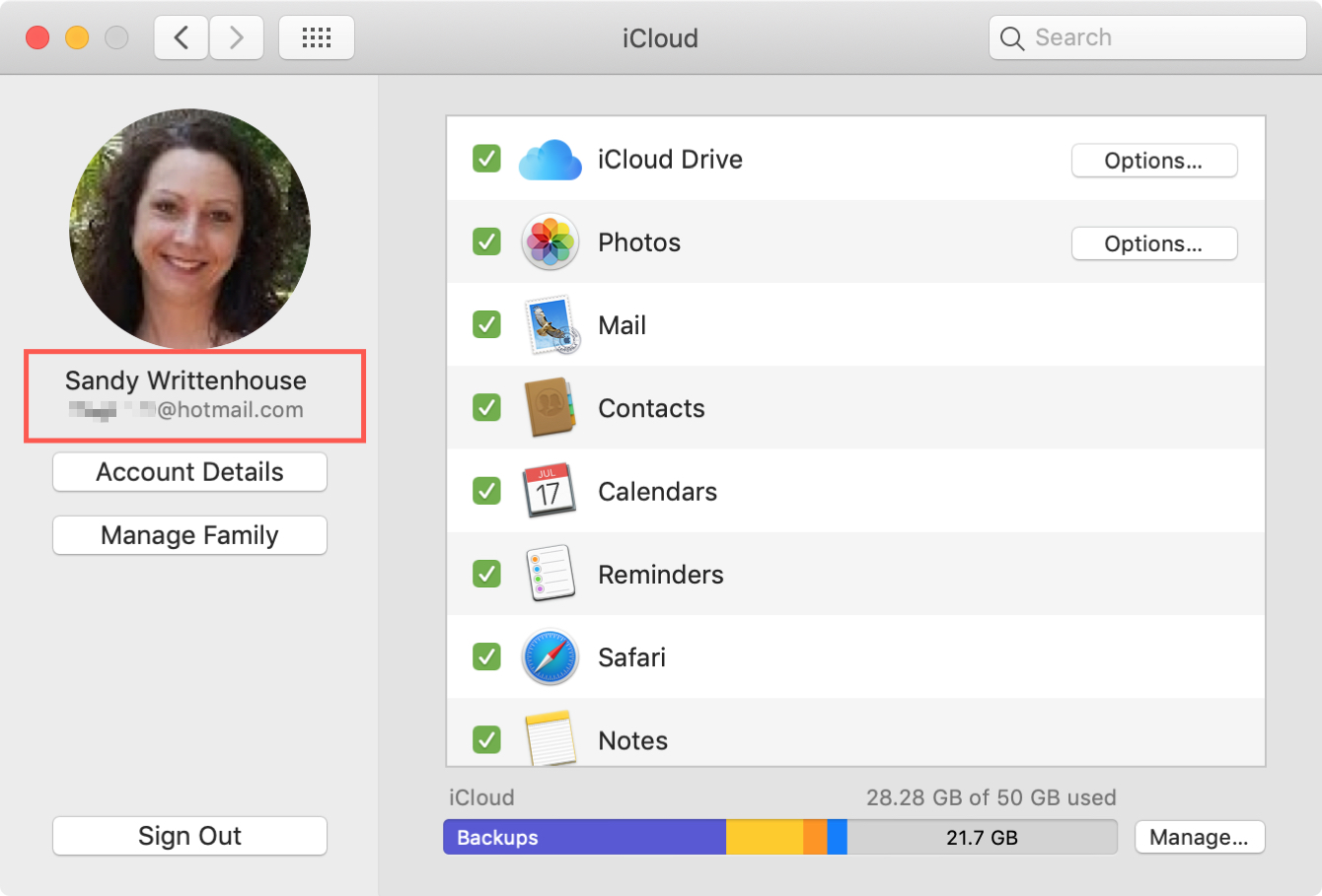 Apple ID on Mac in iCloud