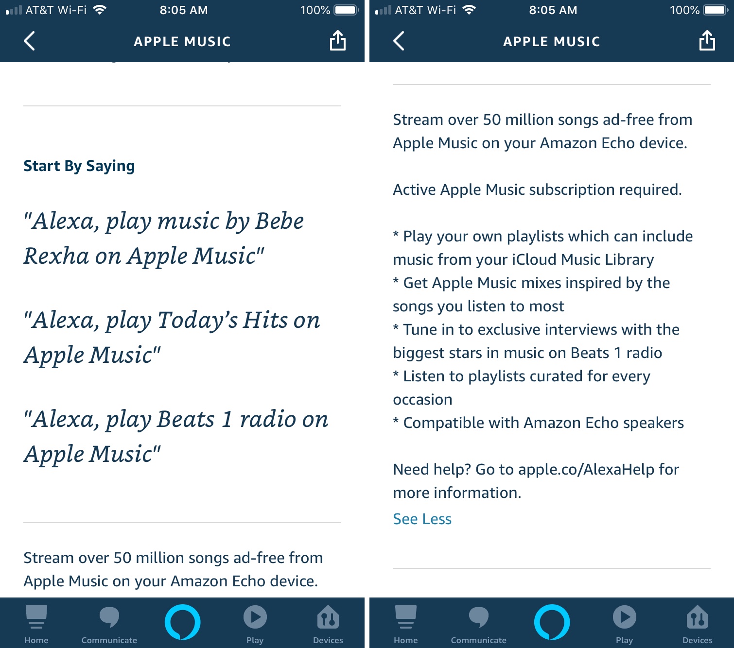 Apple Music Details in Alexa App