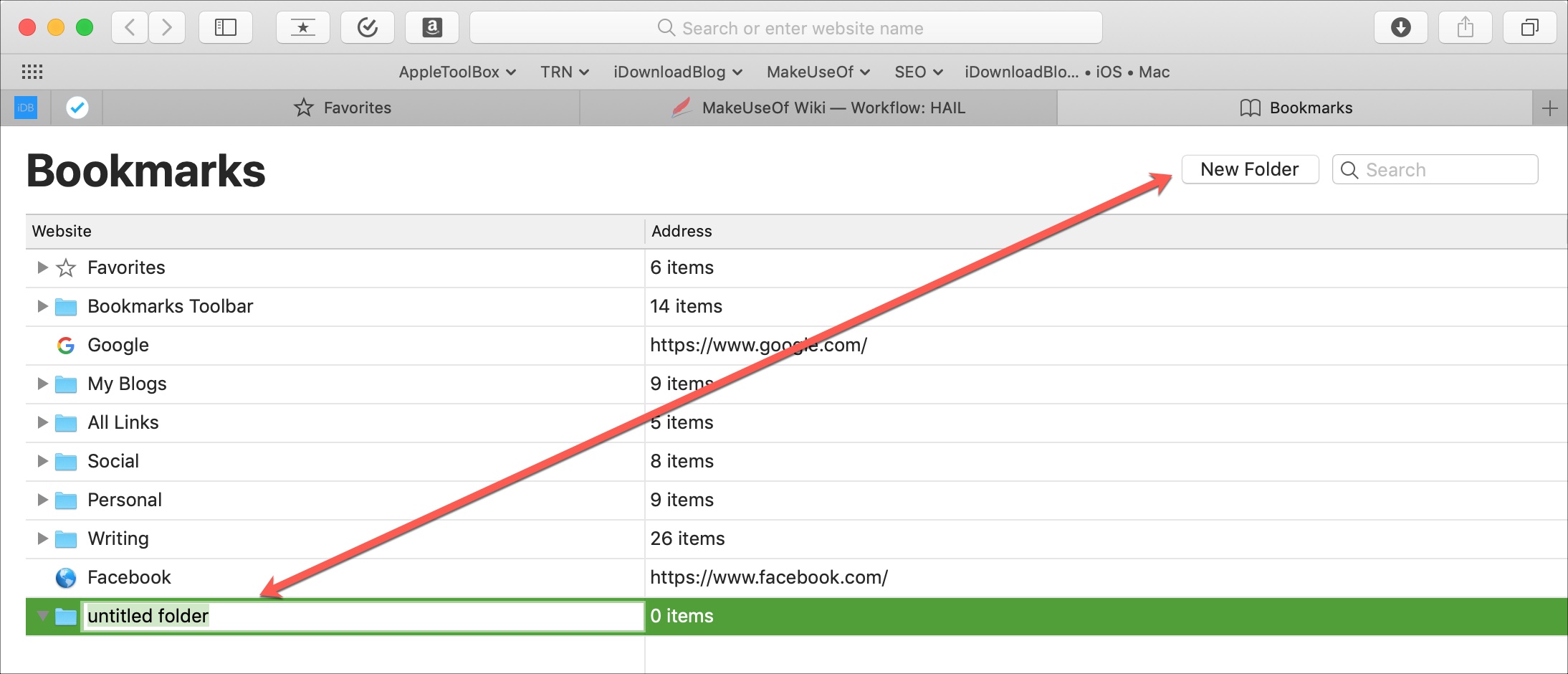 safari bookmarks manager