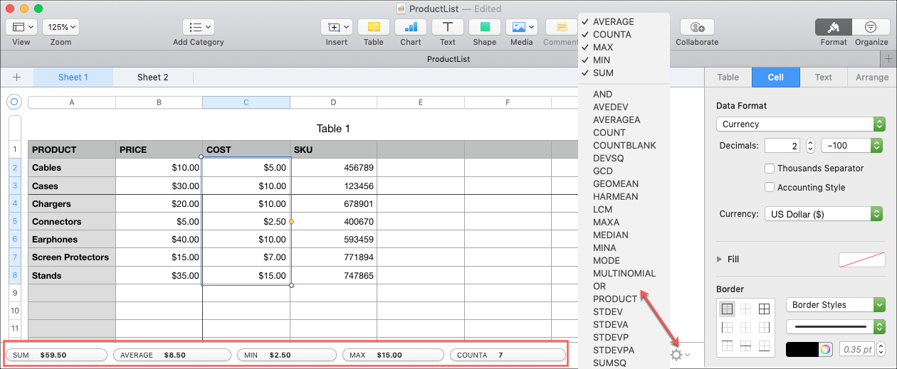 numbers application for mac what is