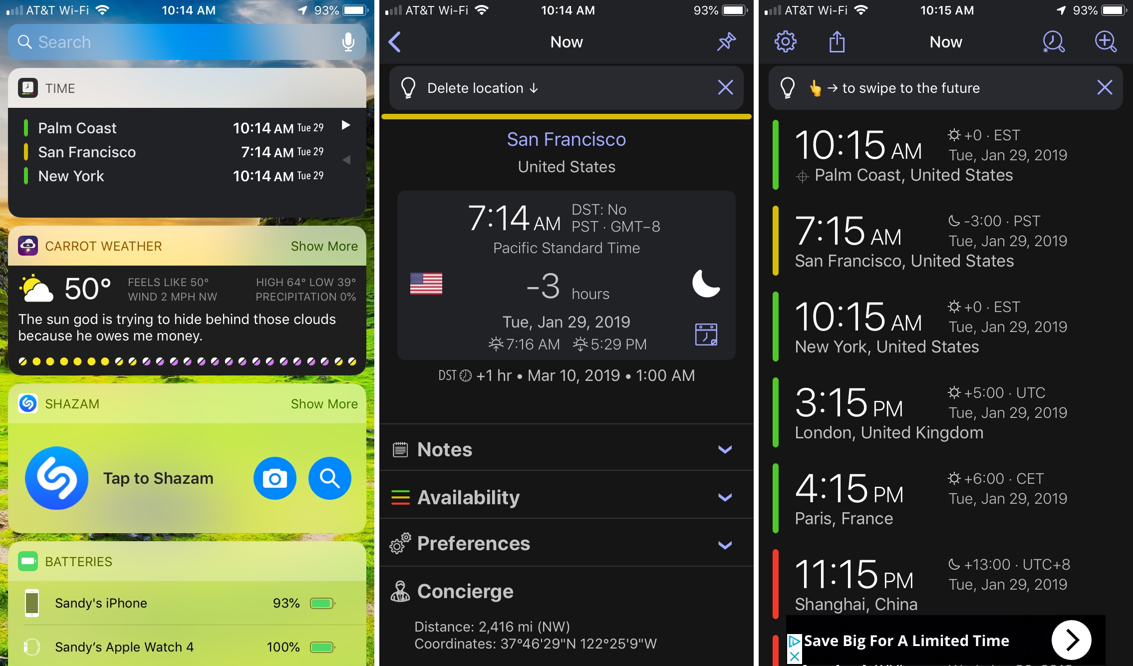 Time Intersect app on iPhone