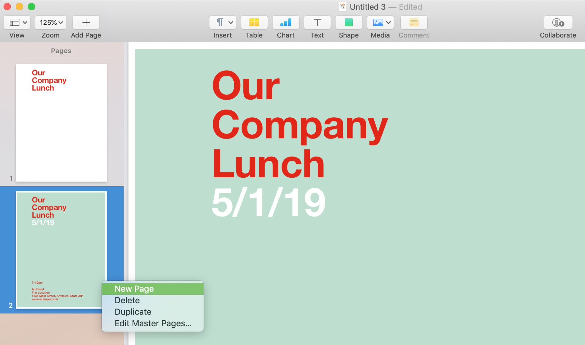 How To Add Rearrange Duplicate And Delete Pages In Pages On Mac Mid 