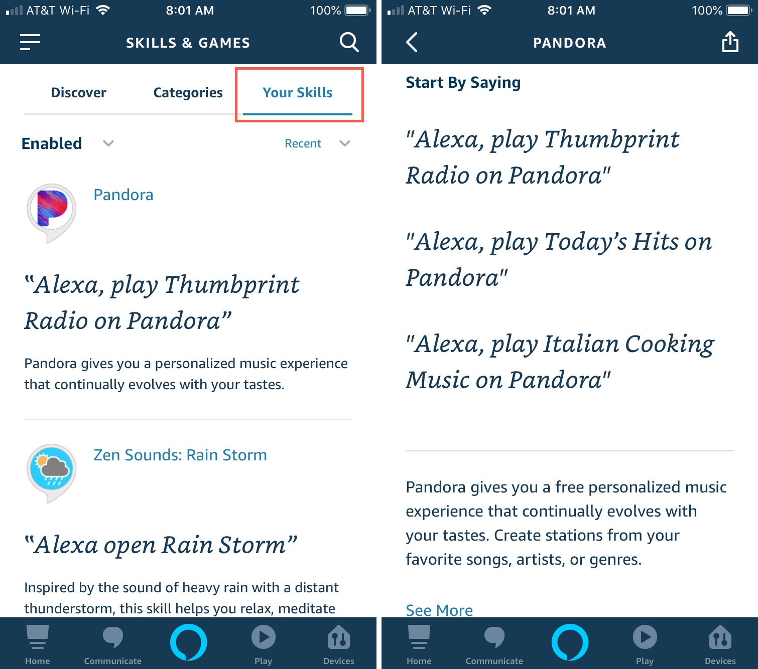 Alexa Your Skills Music Services iPhone