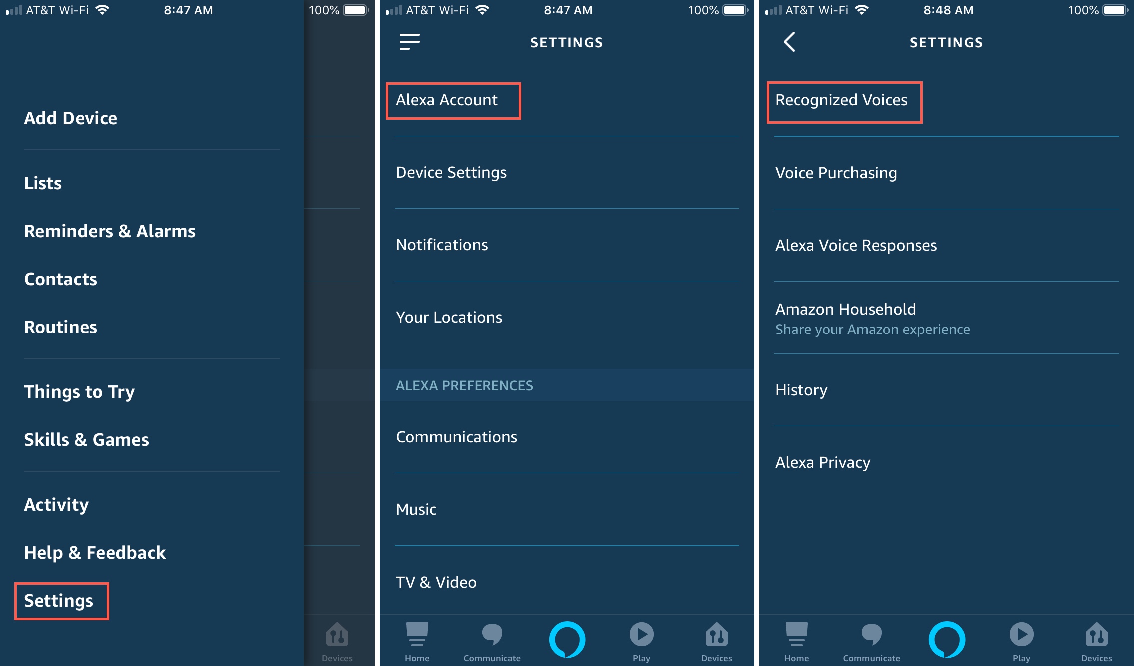 How to create an Alexa Voice Profile on Amazon Echo speaker Mid