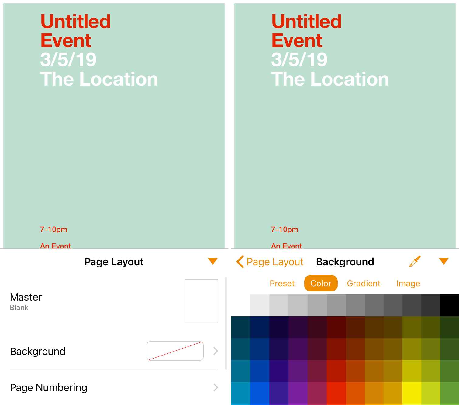 Change Background Color Pages on iPhone