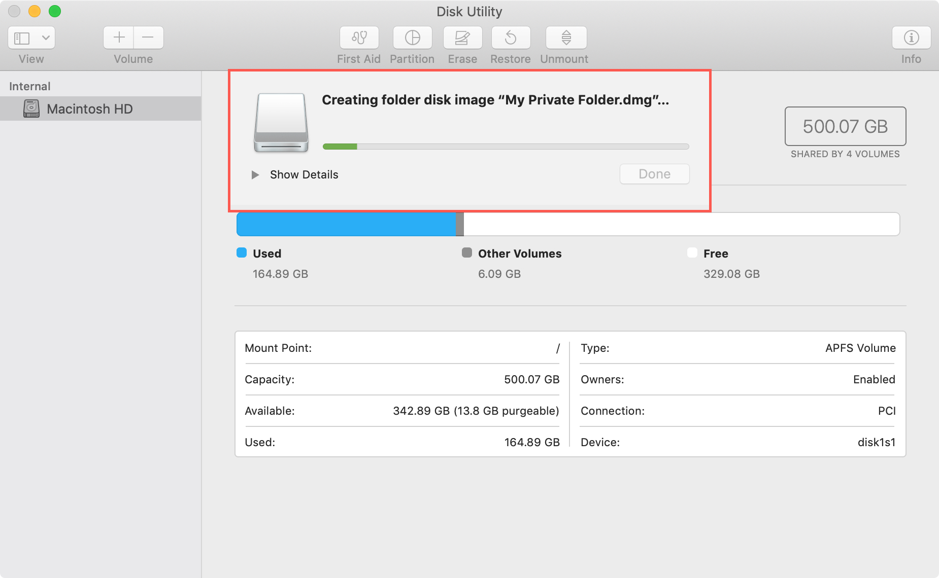 Disk Utility Creating Folder Disk Image Mac