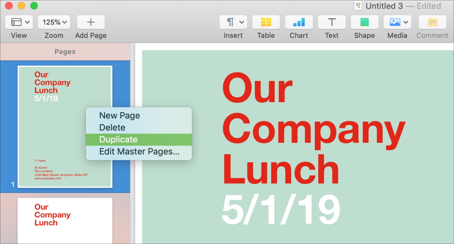 Duplicate Pages in Page Layout Mac