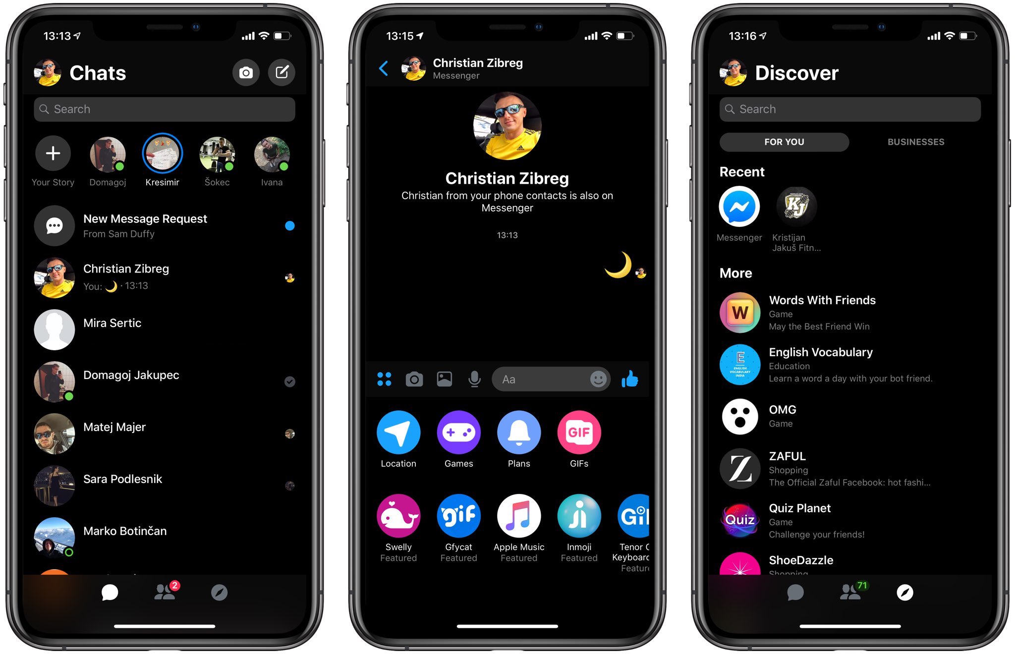 Android messenger. Темная тема мессенджер. Facebook Dark Mode. Темная тема Facebook. Тёмный режим в Фейсбук.