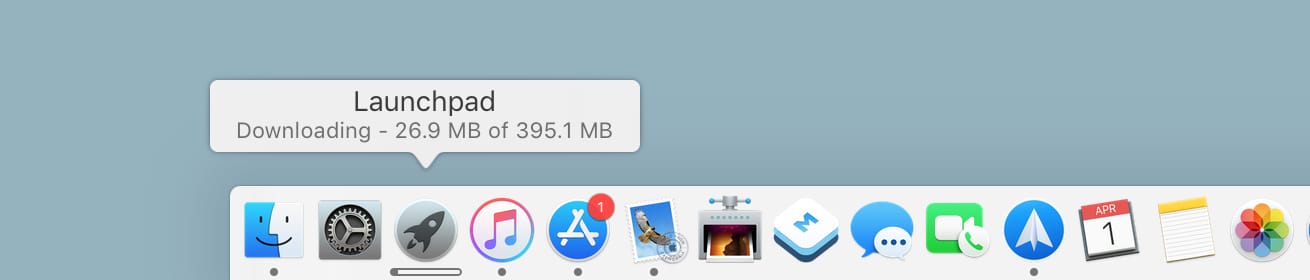 Launchpad in Dock downloading app progress